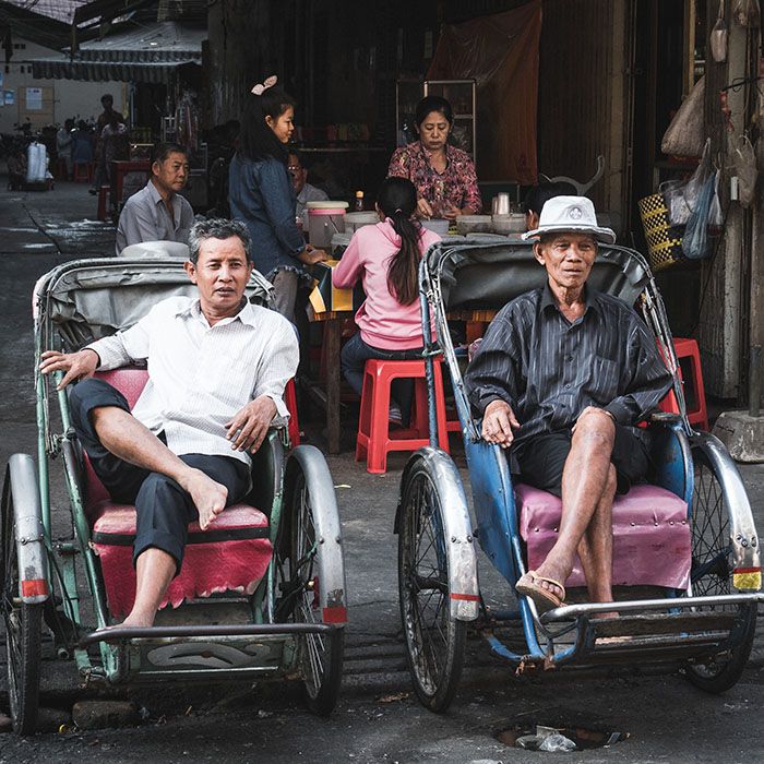 Cycle rickshaws , Phnom Penh, Cambodia