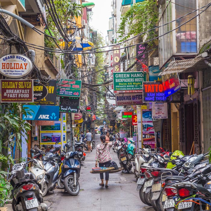 Vietnam, Hanoi, streets, scooters