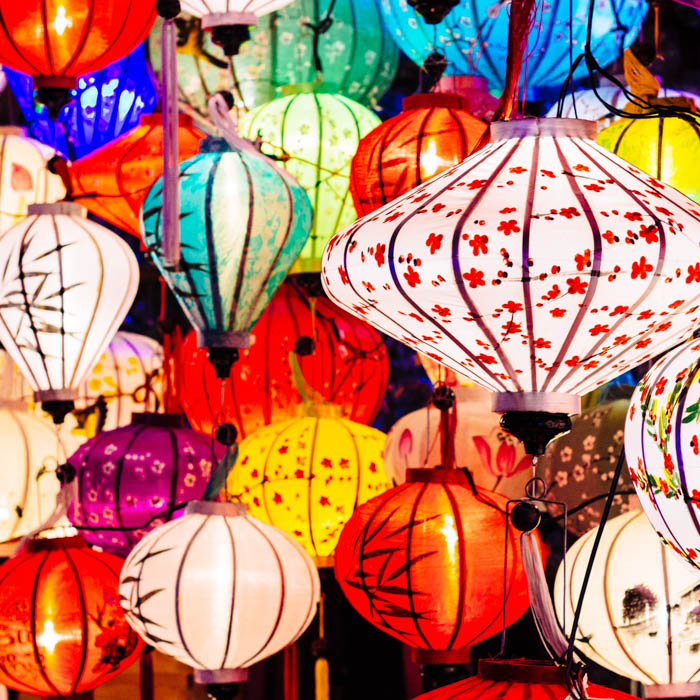 Colorful lanterns suspended in Hoi An in Vietnam Lanterns, Hoi An, Vietnam